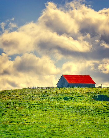 Red Barn on the hill/ California