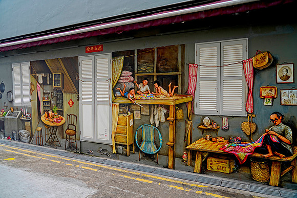 Chinatown street painting in Singapore