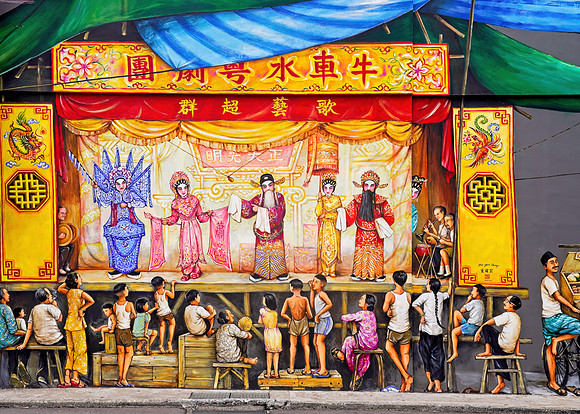 Street painting in Chinatown of Singapore